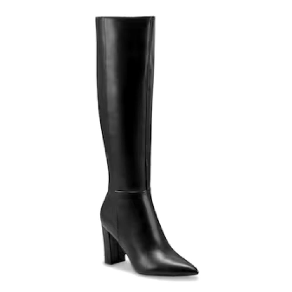 MARC FISHER Groovey Black Knee High Block Heel Pointed Toe Boots Size 7 NWOT